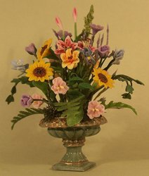 Mixed Floral in Jade Green Urn
