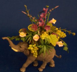 Elephant with Purple Orchids